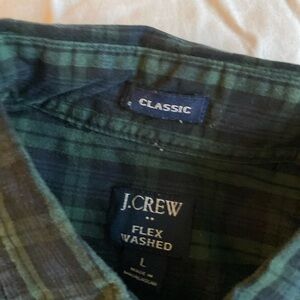 J. Crew Green & Navy Plaid Classic Flex Button-Down